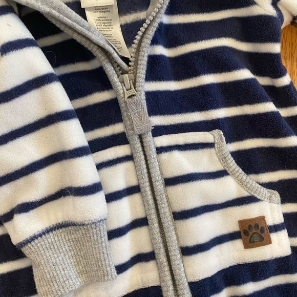 Carter’s Striped Fleece Navy Striped Jumpsuit Size 3 Months - Picture 5 of 5